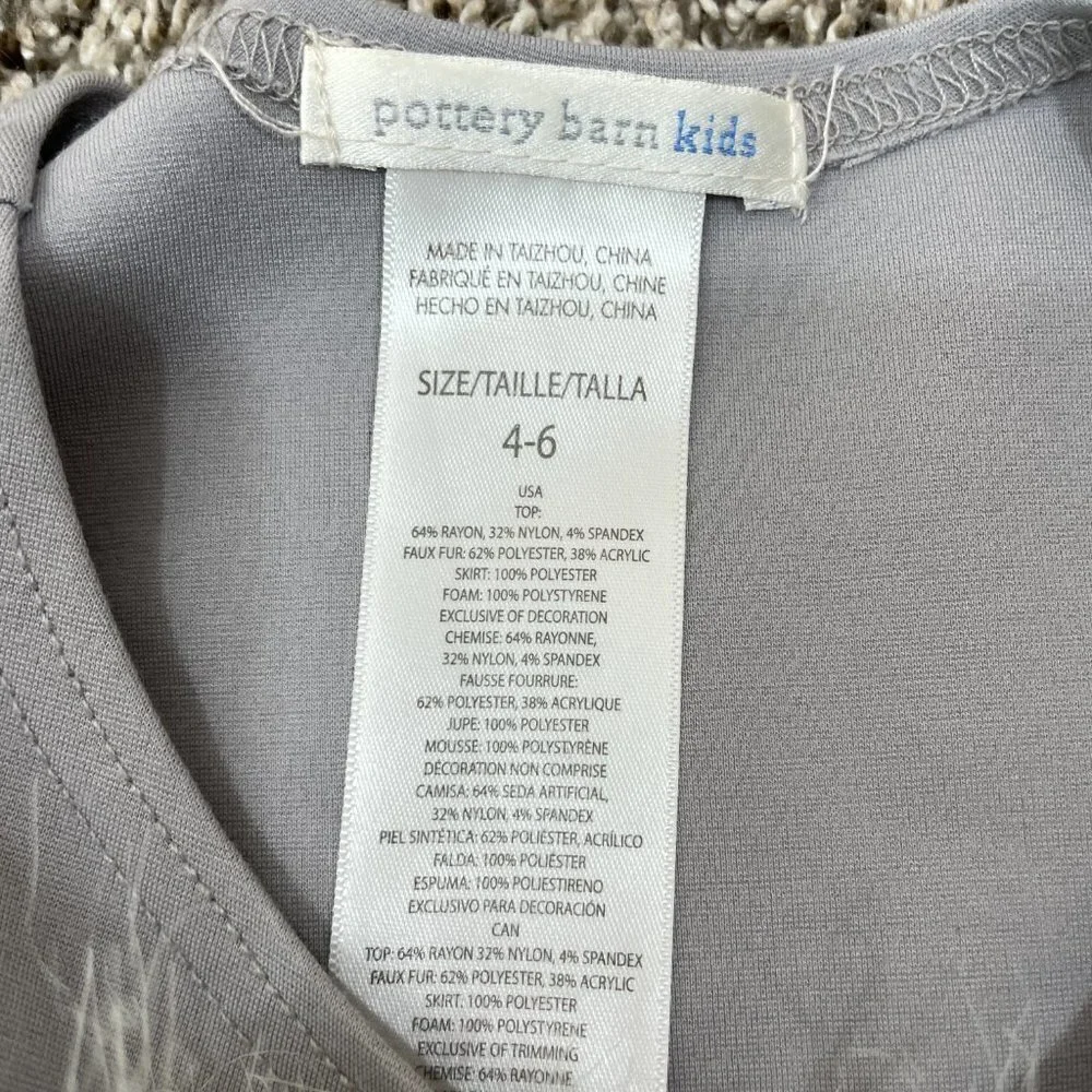 POTTERY BARN KIDS GIRLS SIZE 4-6 FURRY CIRCLE GRAY‎ LONG SLEEVE TOP SHIRT